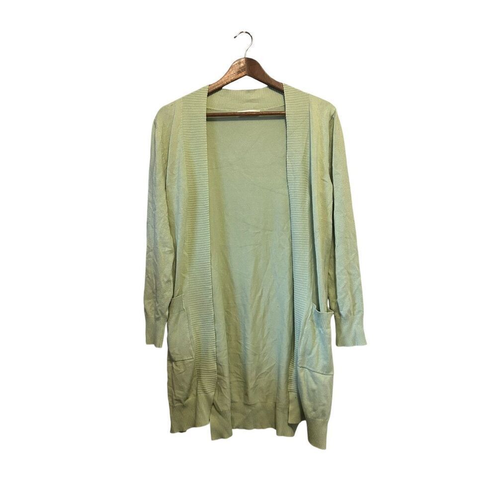Cherish Long Sleeve Open Front Knit Cardigan Sweater‎ Light Green Size L